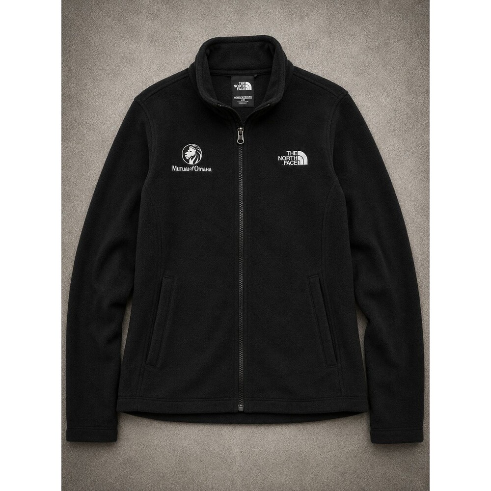 The North Face Fleece Jacket Black Full Zip Mutual of Omaha Logo Womens Large